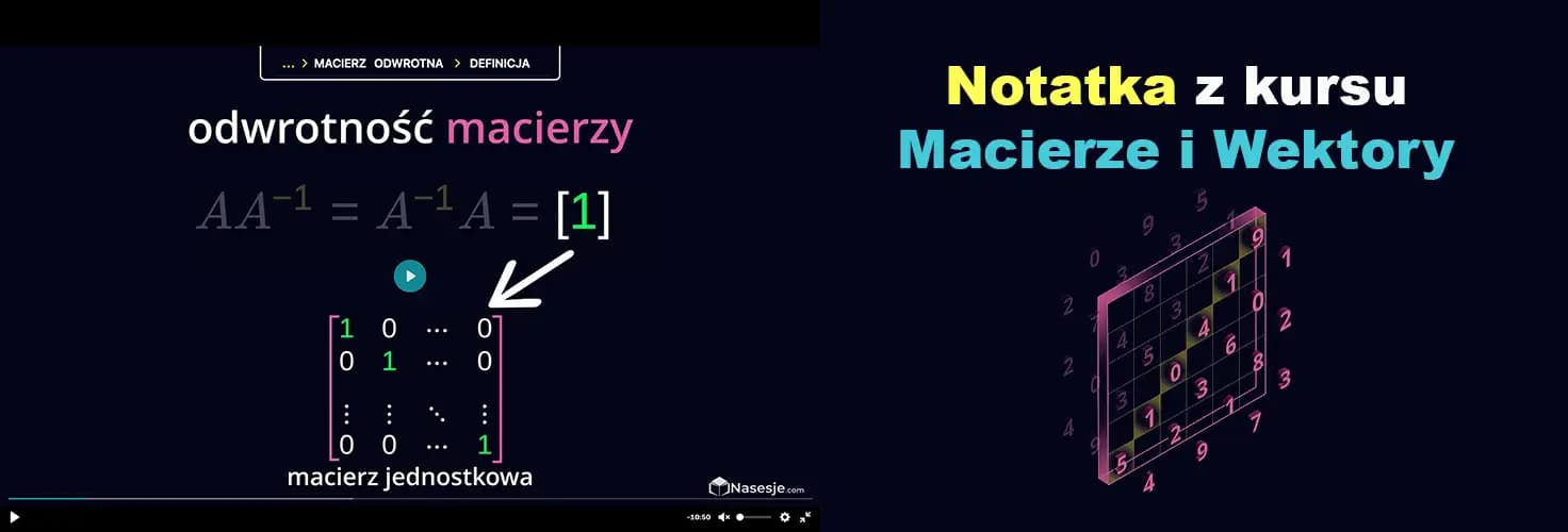 zdjęcie Macierz Odwrotna - notatka z kursu Algebra Macierze i Wektory