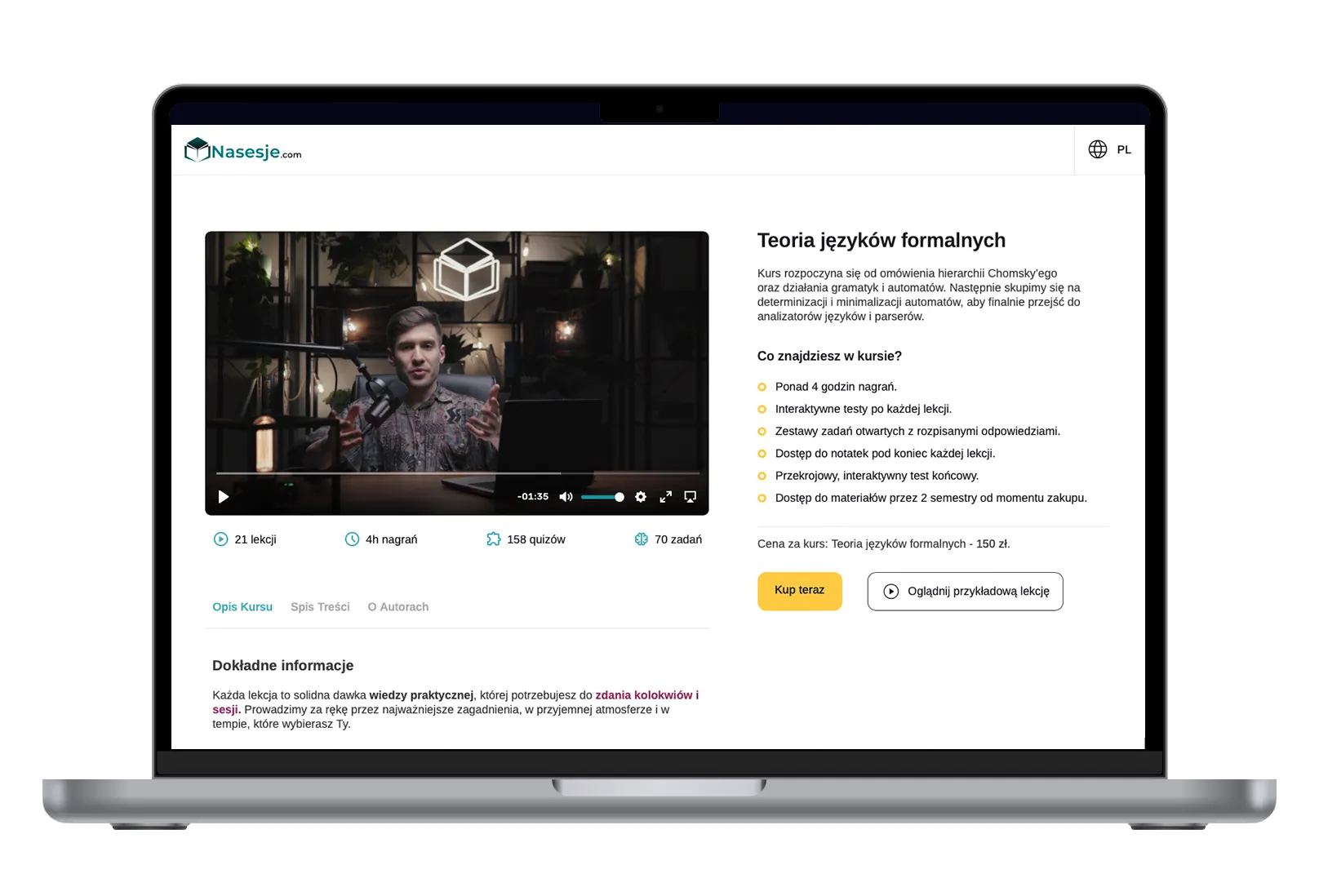 kurs Teoria Języków Formalnych laptop